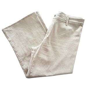 High-Rise Wide Leg Ankle Jeans - Cream Striped